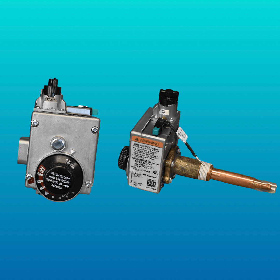 Water Heater Gas Valve on Blue Ombre Background