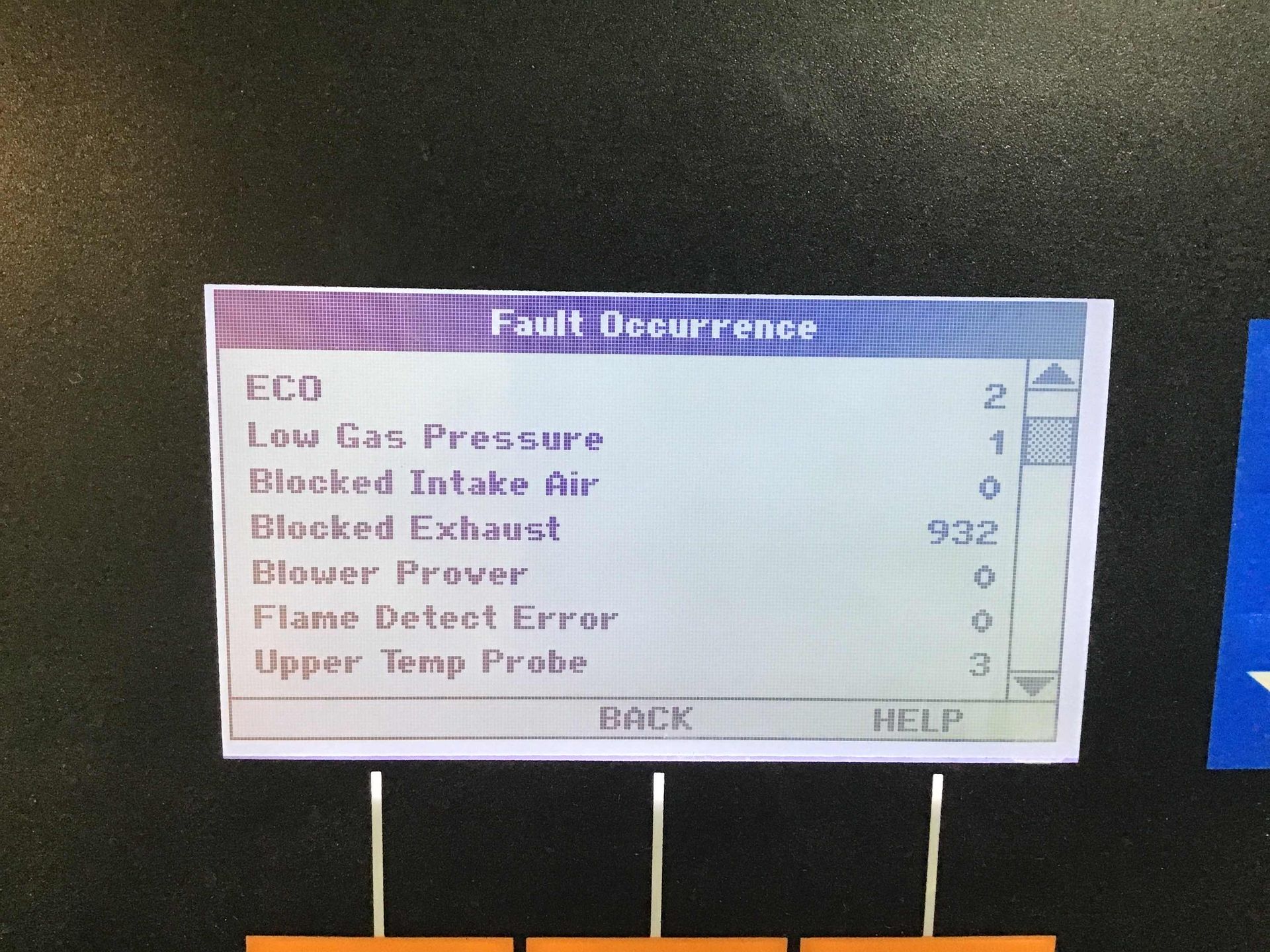 Error Code History on Commercial Water Heater #1
