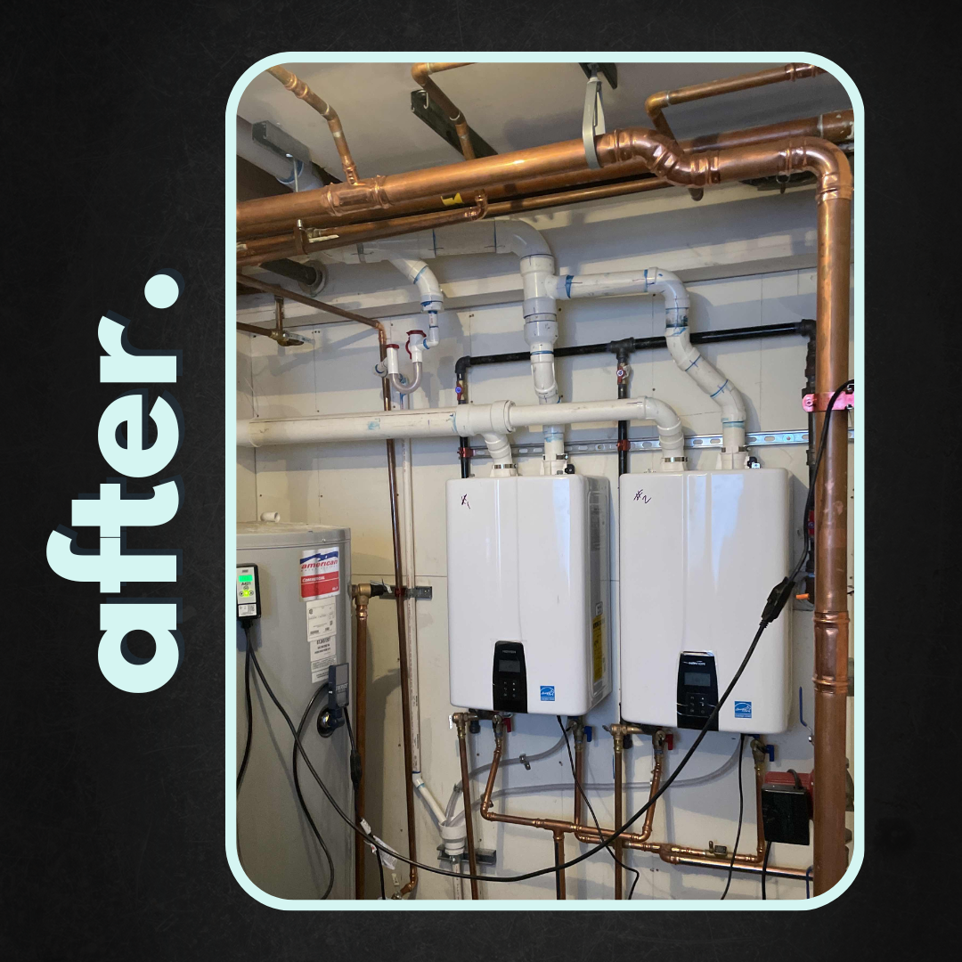 Finished product, installation of two Navien tankless water heaters in Novi, MI