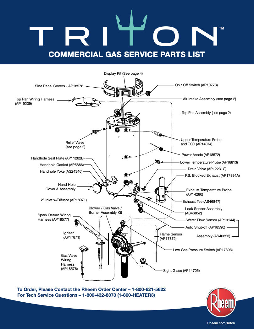 Rheem Triton Commercial Gas Service Parts List