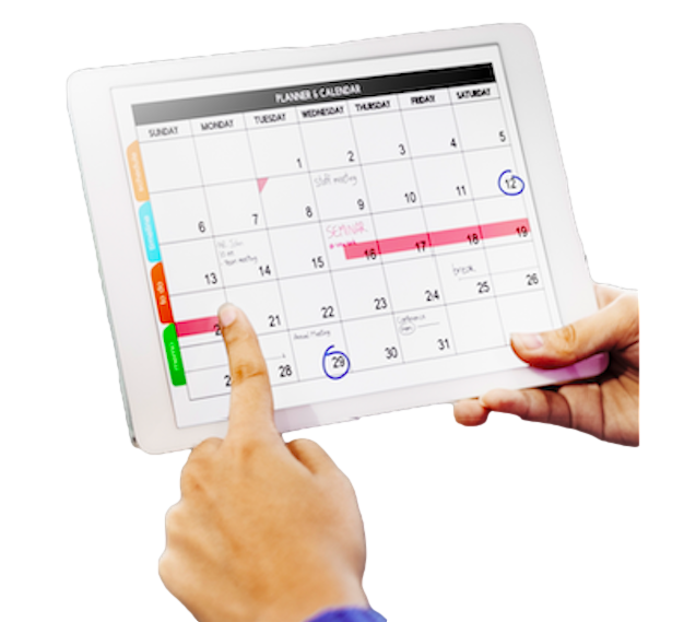 iPad with calendar and schedule