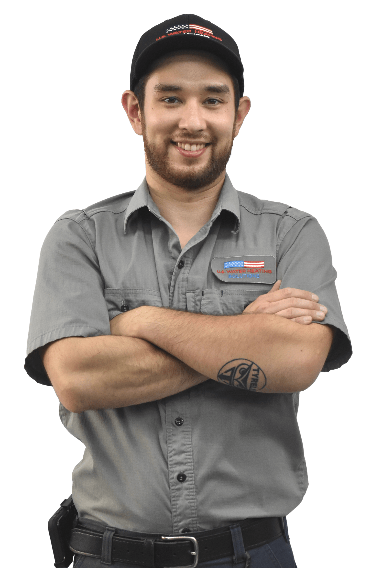 Illinois water heater repair technician, Seil, with arms crossed