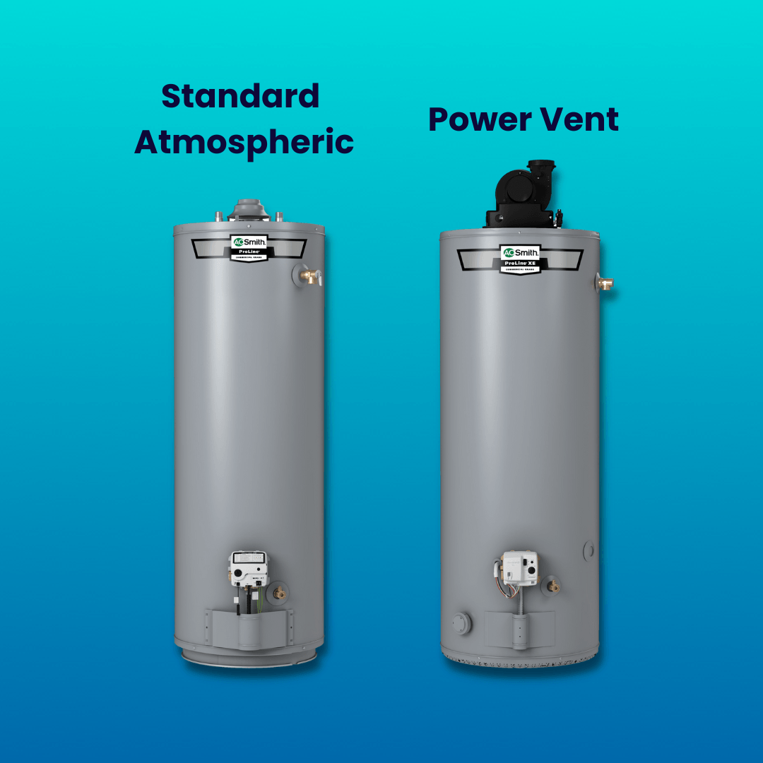 Standard Atmospheric water heater versus power vent water heater