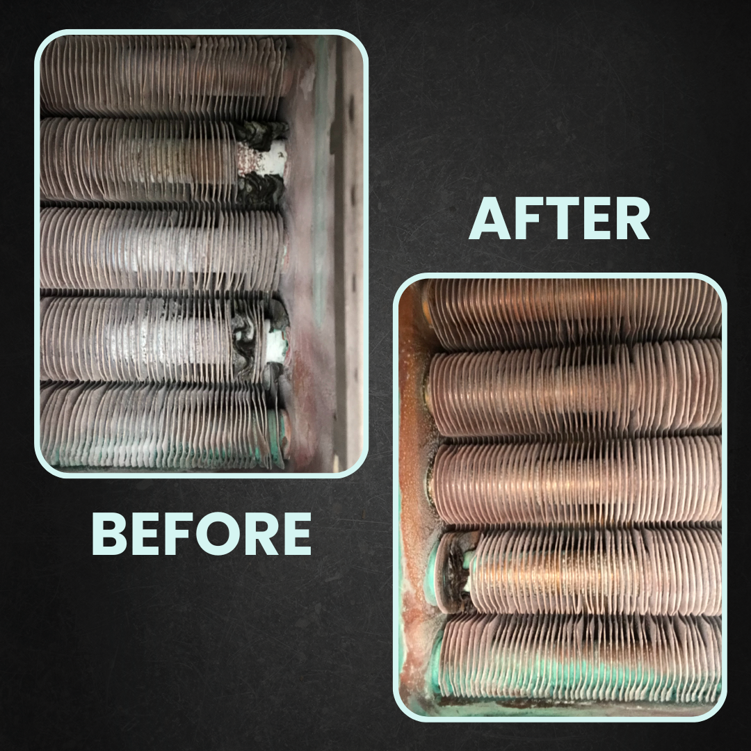 Tankless Preventative Maintenance - Before and After on Heat Exchanger