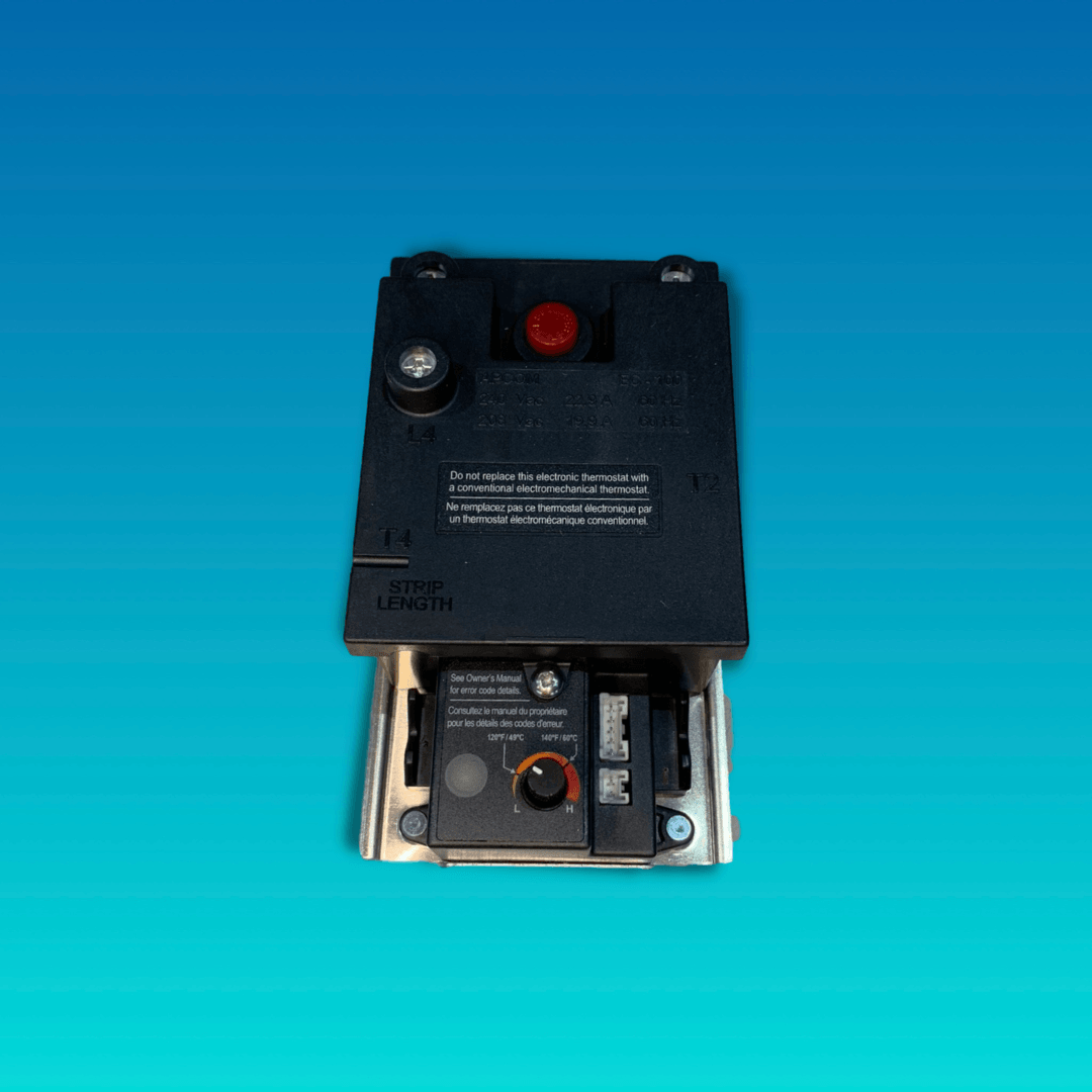 Water Heater Thermostat on Blue Ombre Background