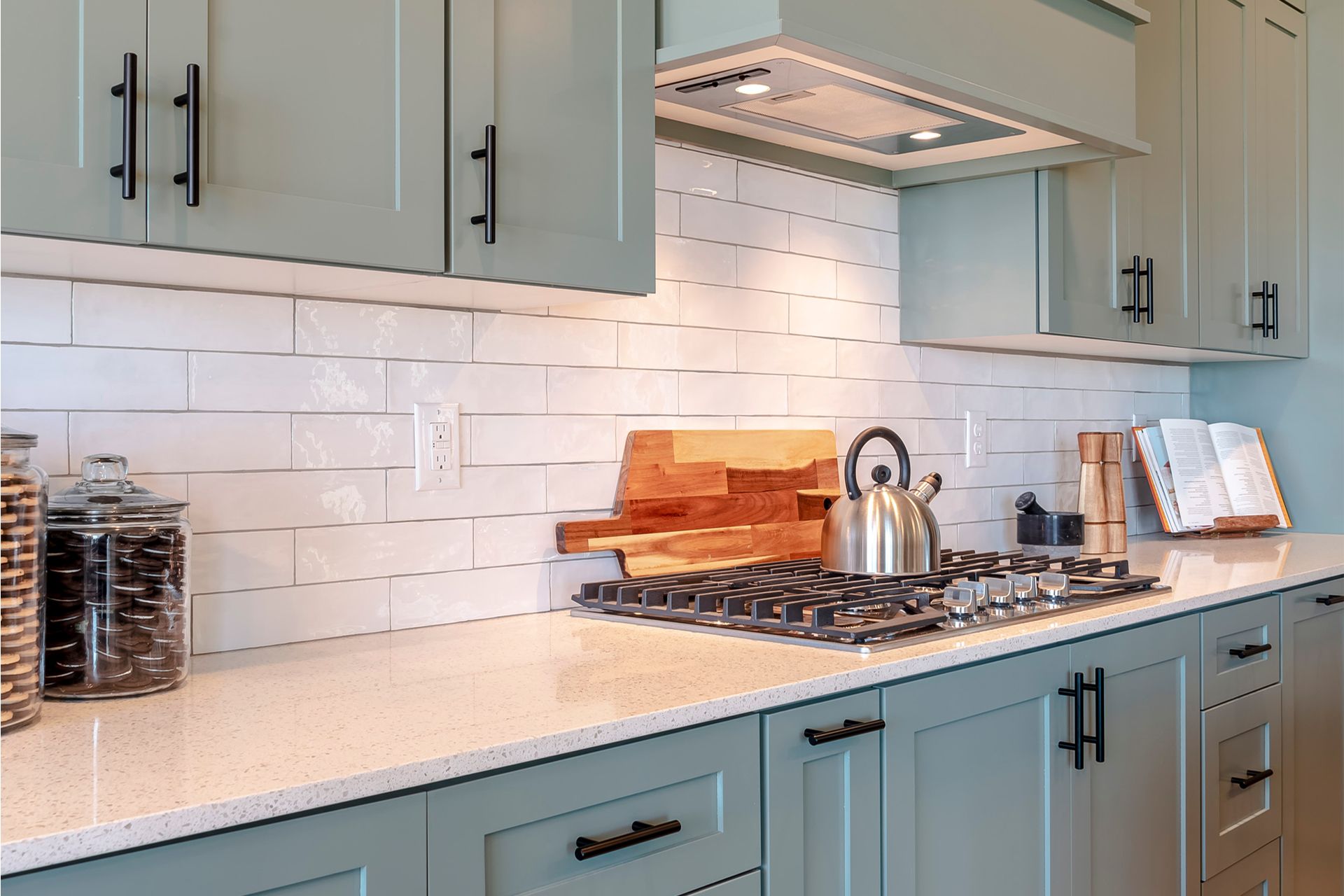 Kitchen tile backsplash.