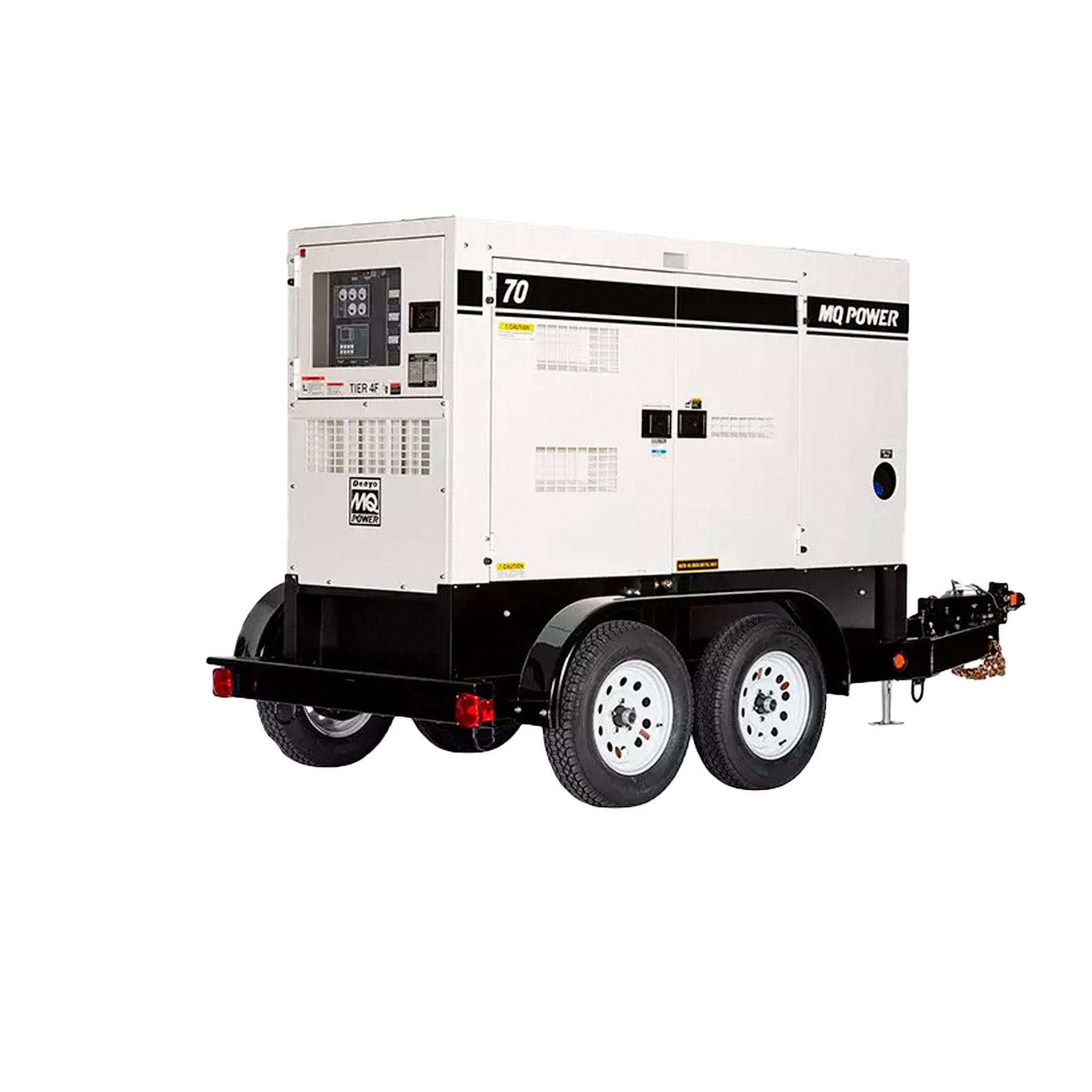 Un generador en un remolque sobre un fondo blanco.