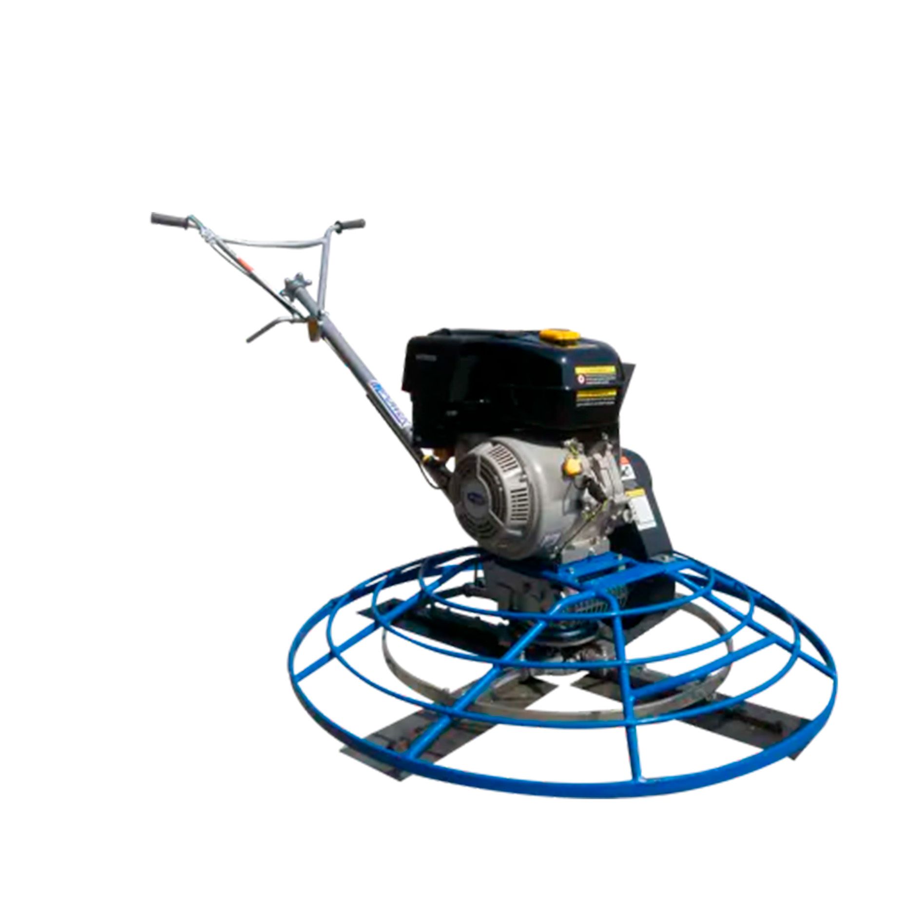 Una paleta de hormigón con un motor acoplado a ella sobre un fondo blanco.