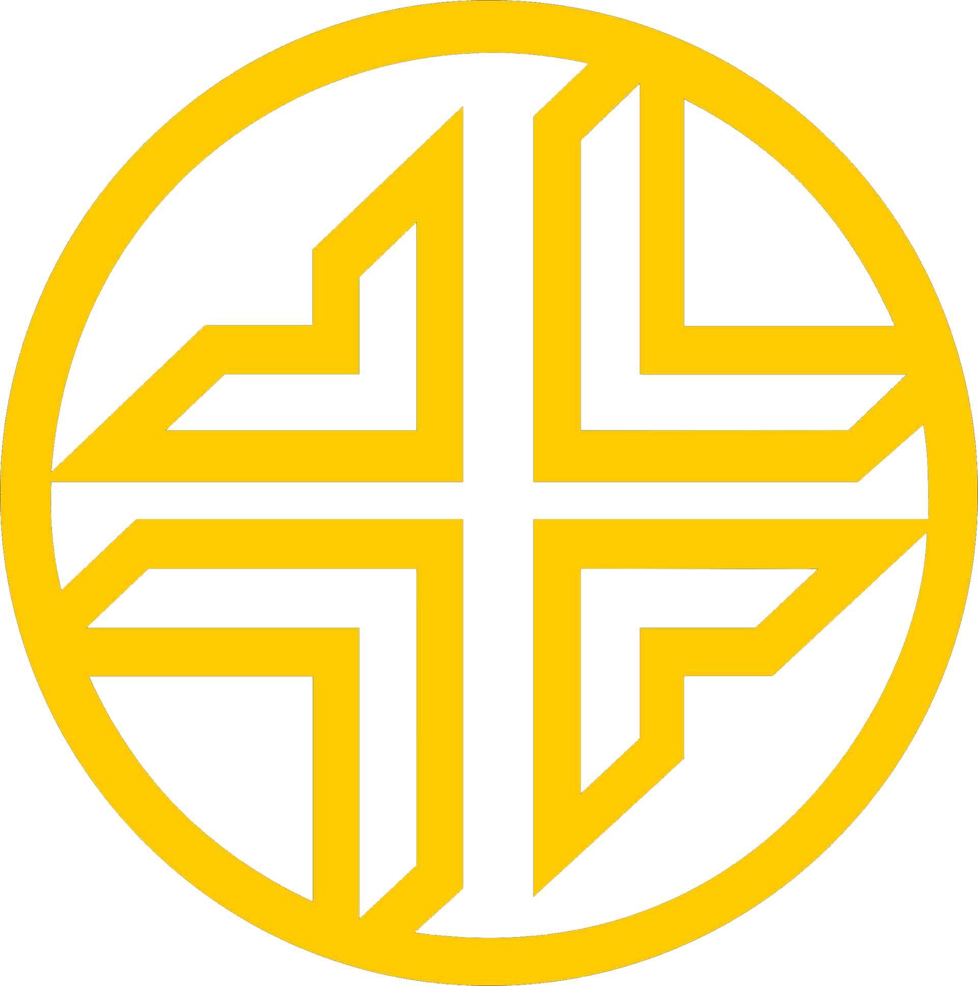 Un círculo amarillo con una cruz dentro