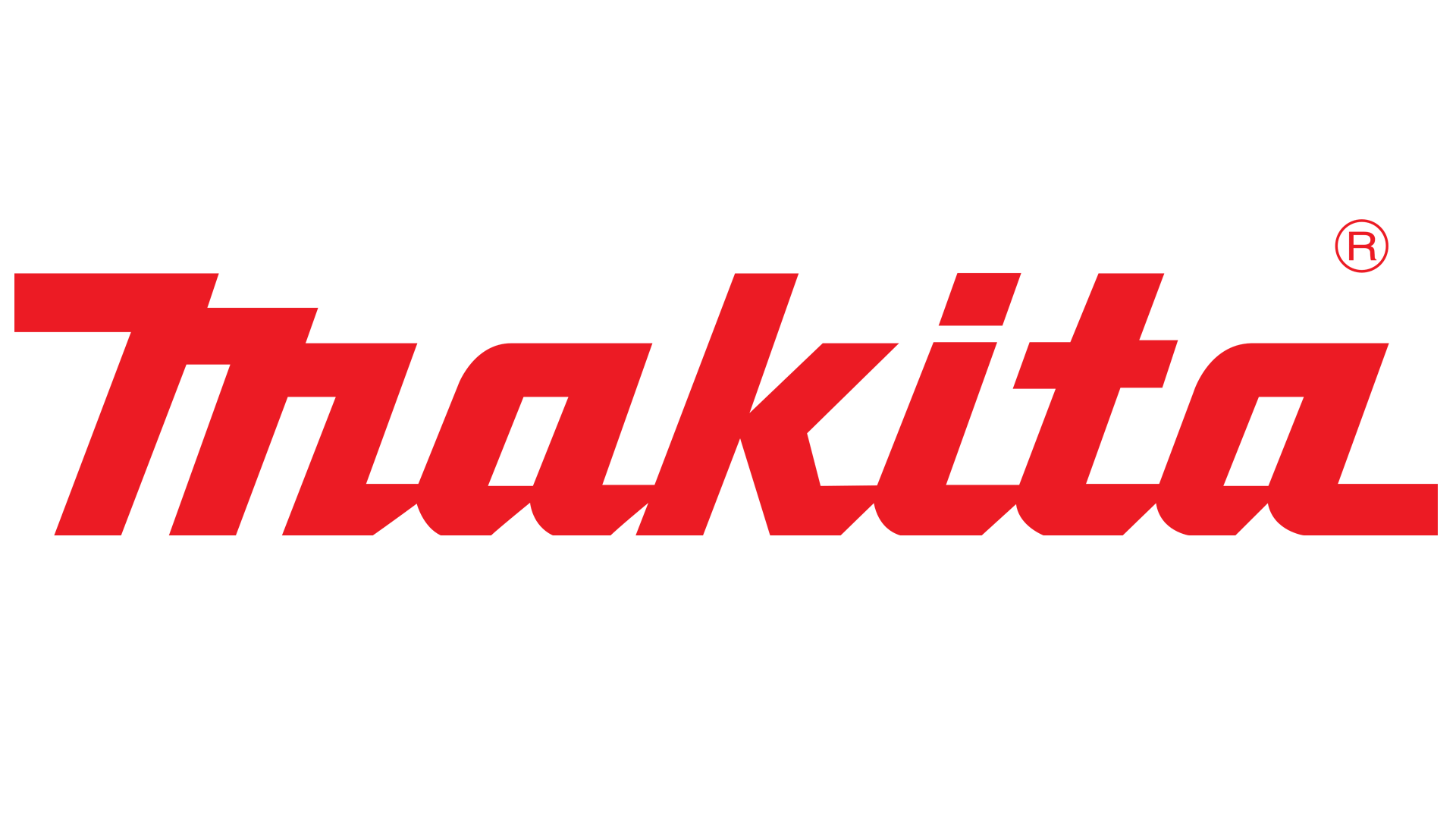 El logotipo de Makita es rojo y blanco sobre un fondo blanco.