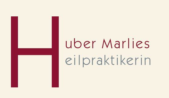 A logo for uber marlies eilpraktikerin with a red letter h on a white background.