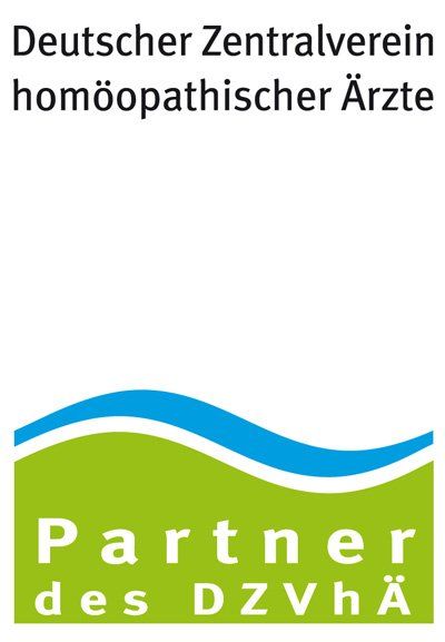 A green and blue logo for deutscher zentralverein homöopathischer arzte
