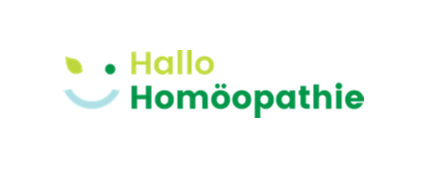Ein Logo für Hallo Homöopathie mit einem lächelnden Gesicht