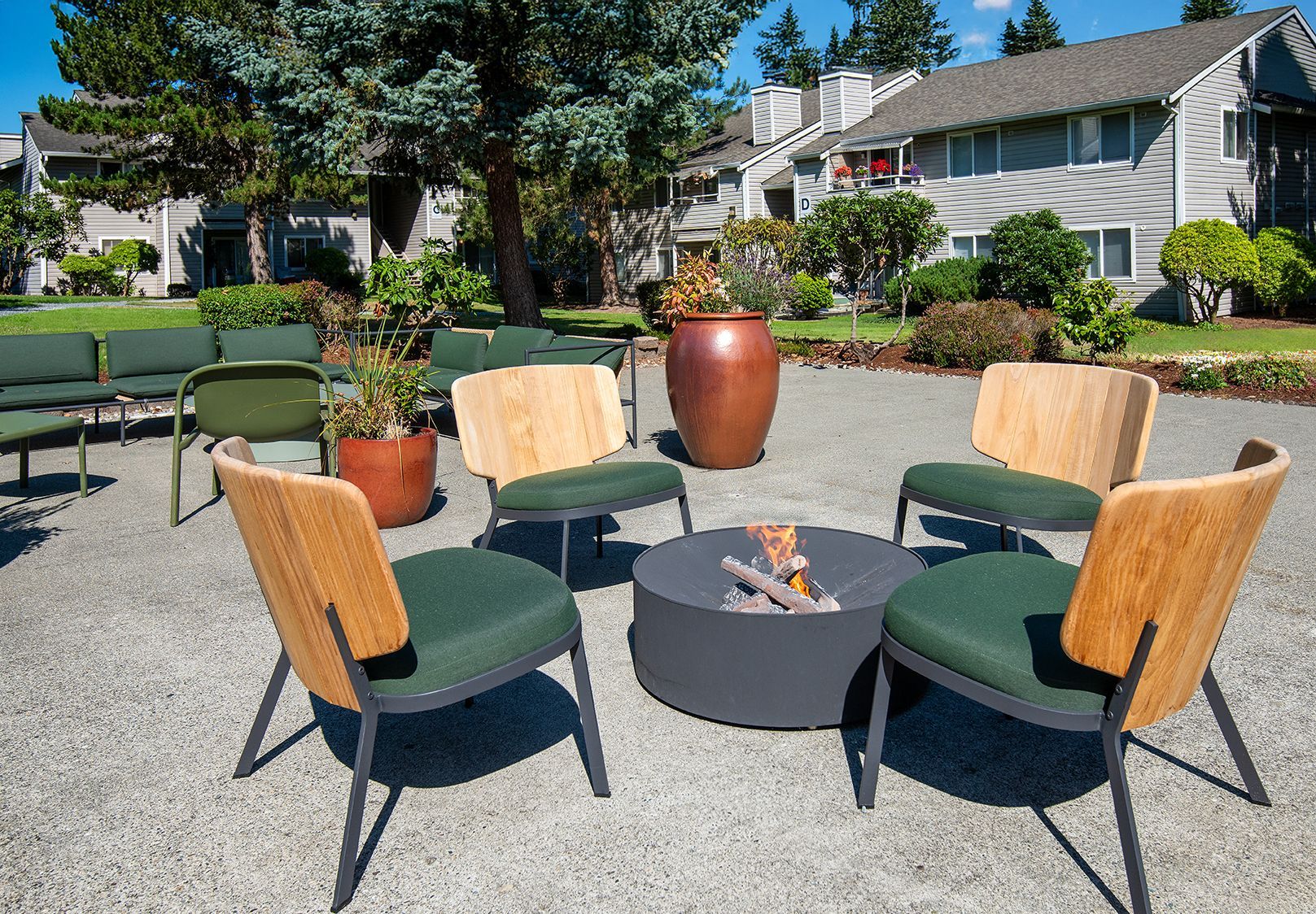 Courtyard with fireplace