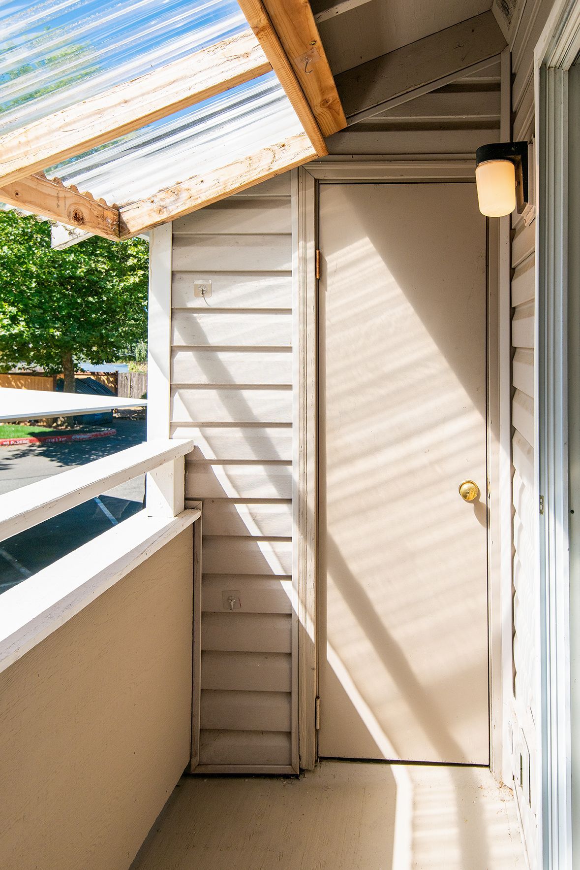 Balcony with storage closet