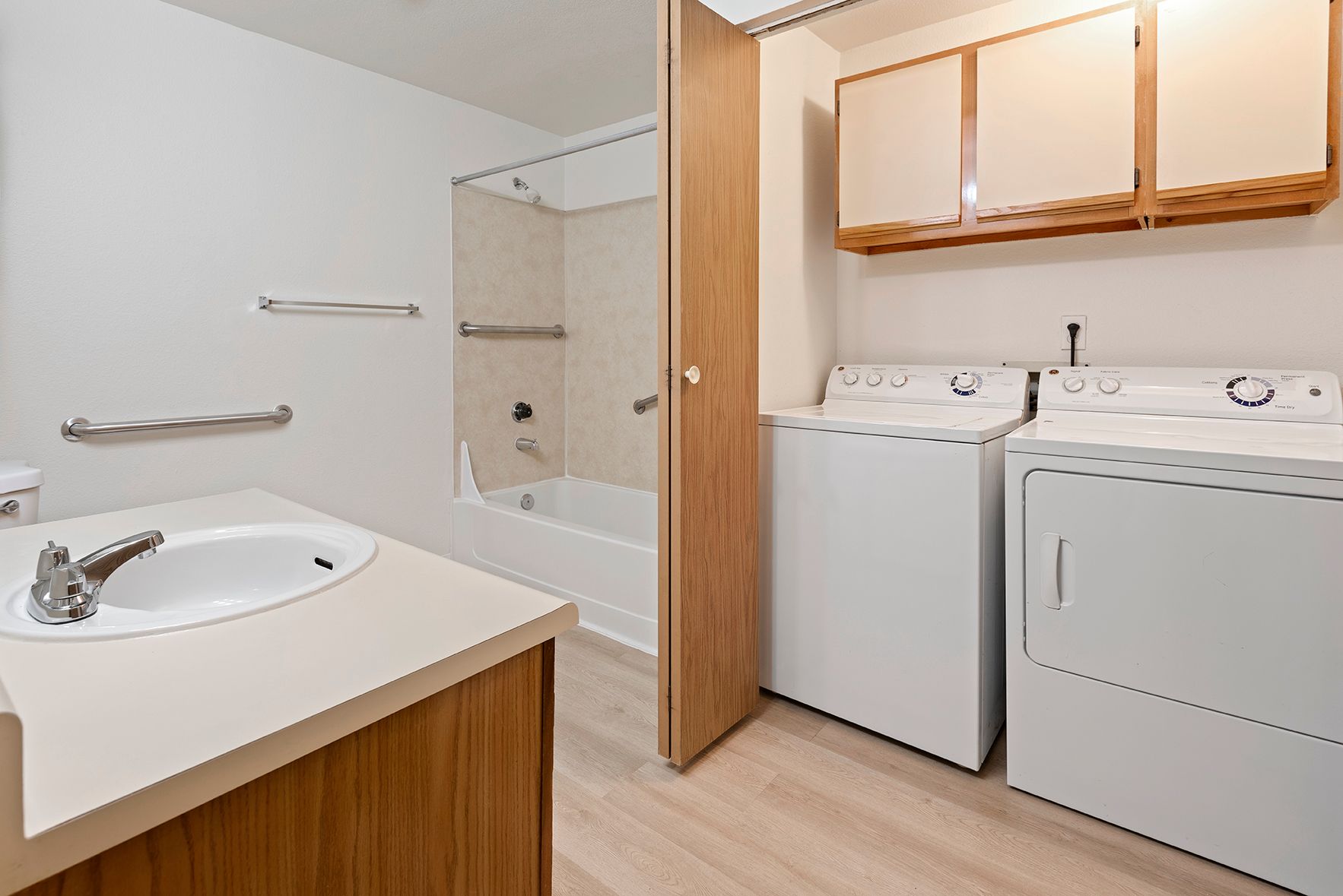 Bathroom and full size washer dryer