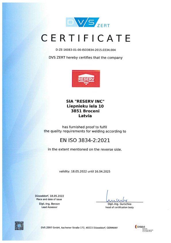 ISO 3834 | Reserv inc