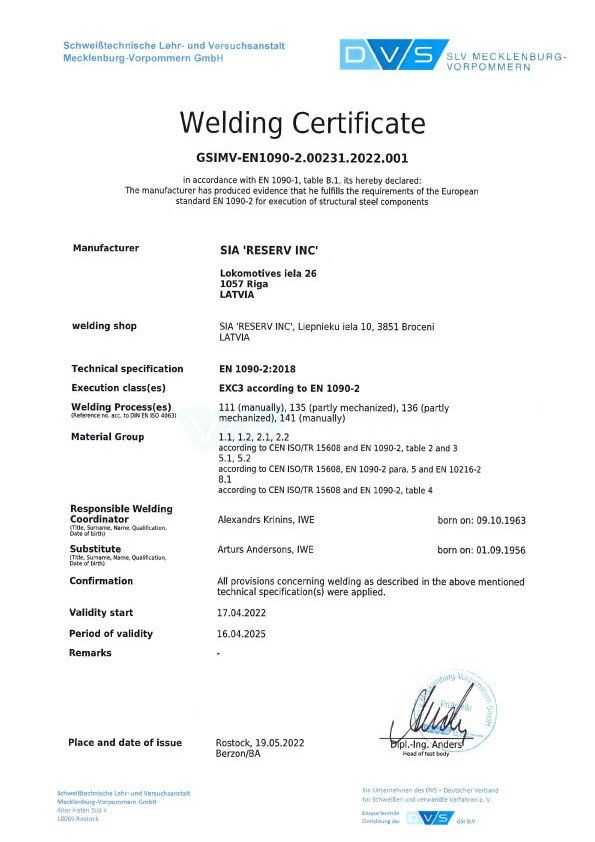 Welding-Certificate | Reserv inc