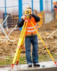 surveying a construction site