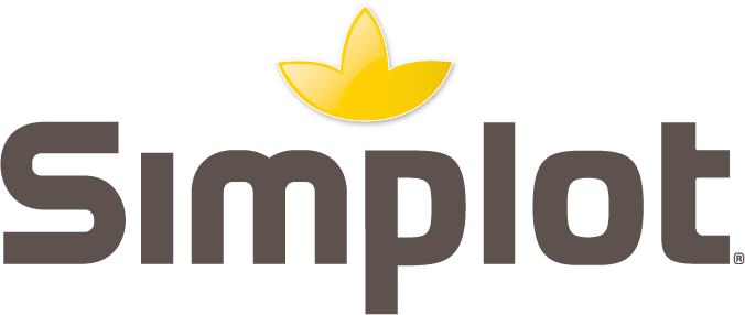 A logo for simplot with a yellow flower in the middle