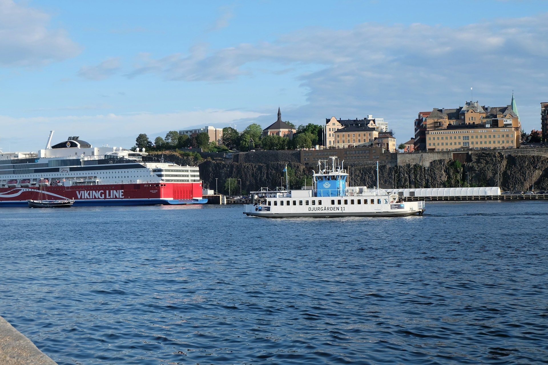 The ferry running between Södermalm and Djurgården on a warm summer day