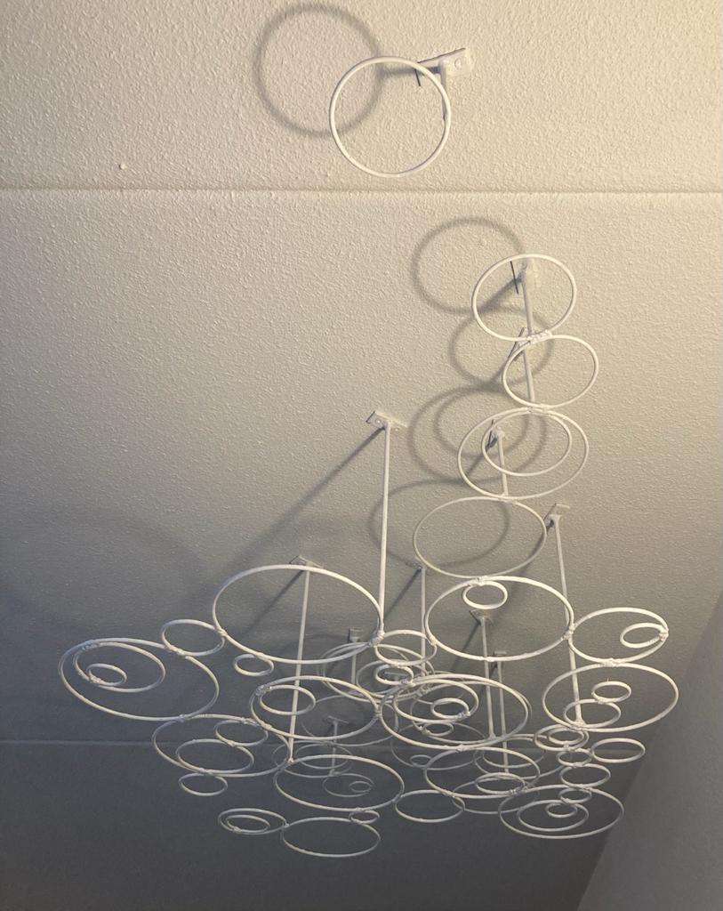 Bubble clouds plant hanger from ceiling