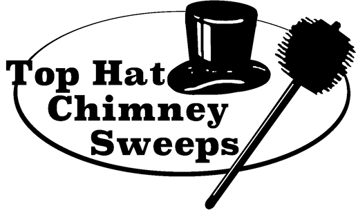 a black and white logo for top hat chimney sweeps