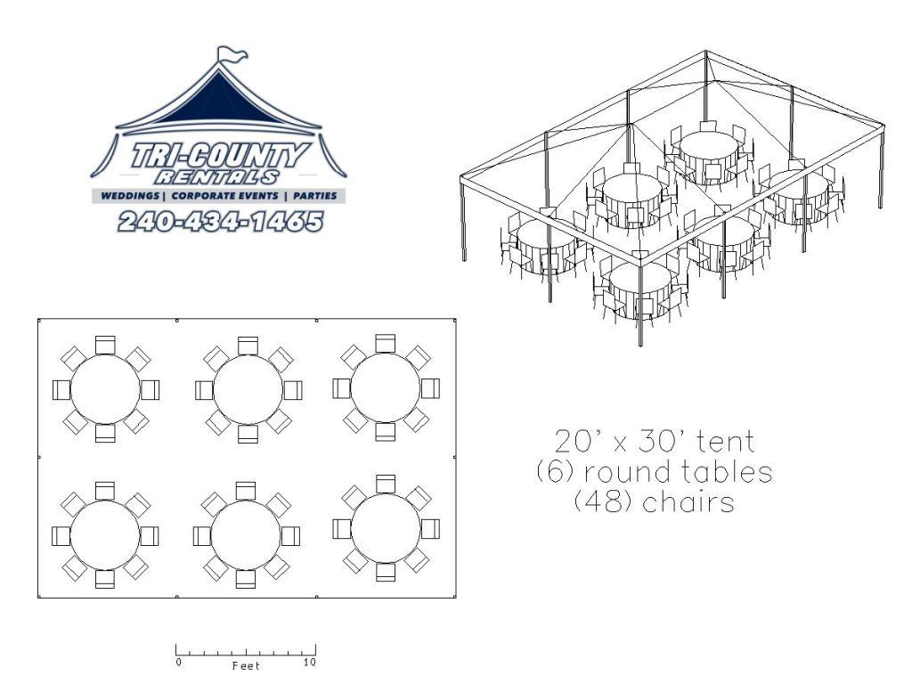 A black and white drawing of a tent with tables and chairs