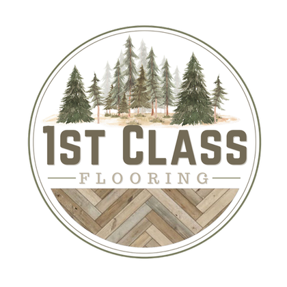 A logo for 1st class flooring with a herringbone pattern