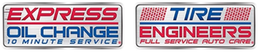 Logos for Express Oil Change (red/blue) and Tire Engineers (blue/red).