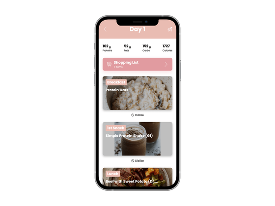 A cell phone with a healthy eating app on it.