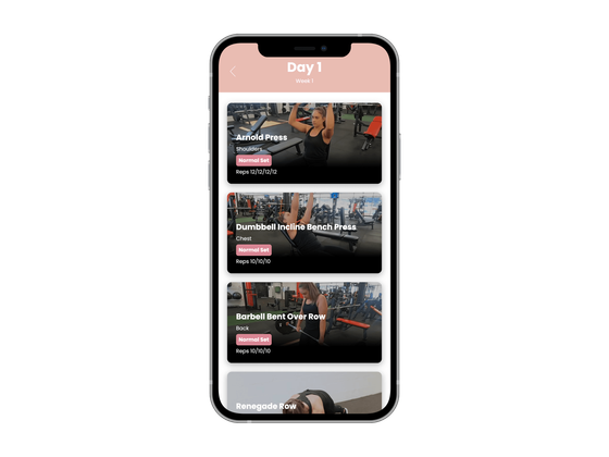 A cell phone with a workout app on it.