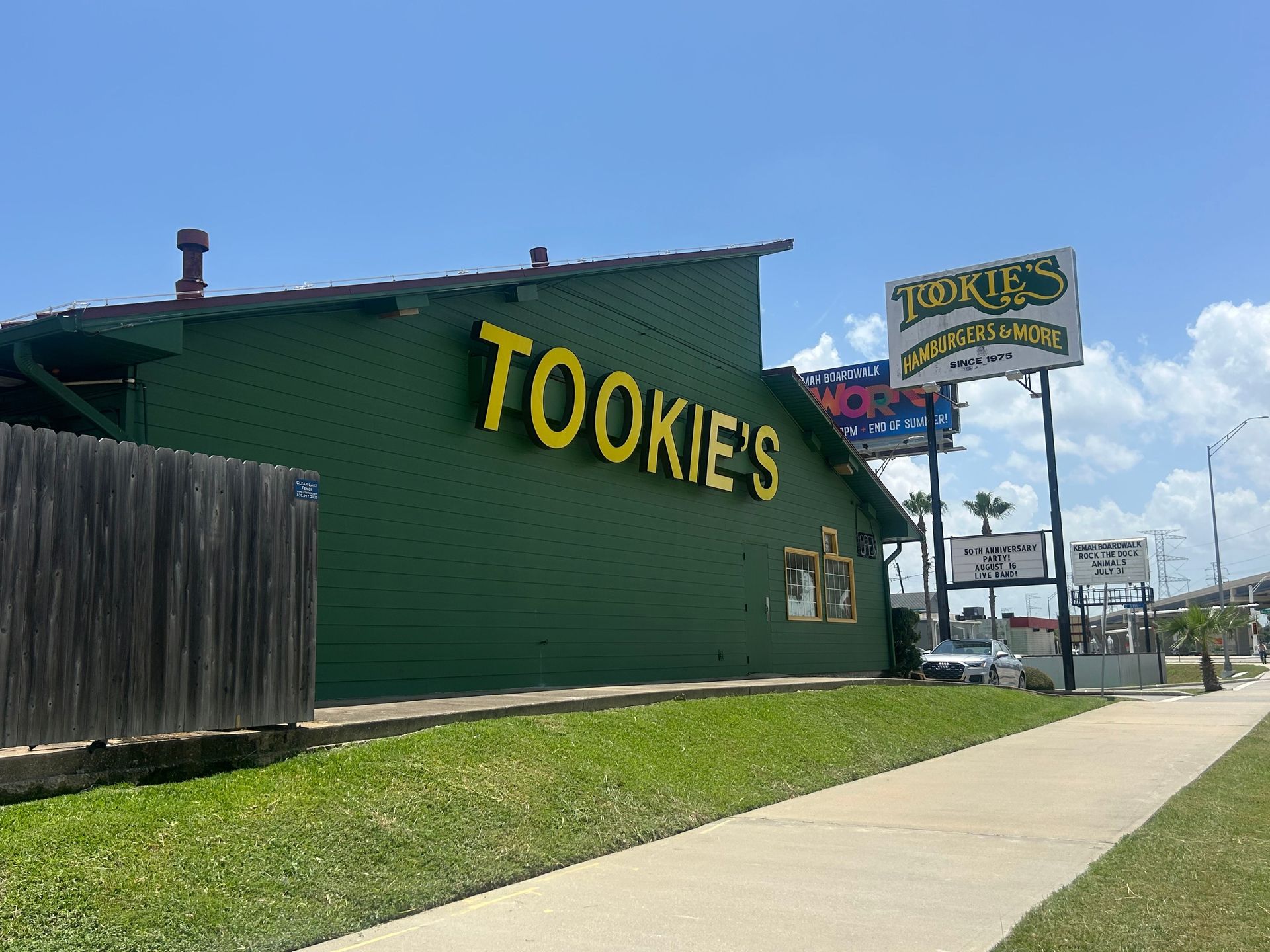 Green building with yellow 