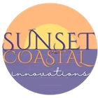 Sunset Coastal Innovations logo with stylized text over a sunset and ocean scene in orange, yellow, and purple.