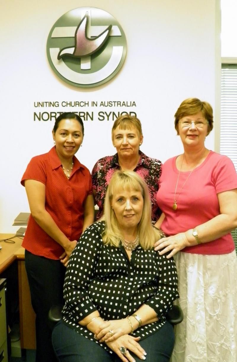 A group of women standing in front of a sign that says northern synagogue