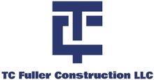 The logo for tc fuller construction llc is blue and white.