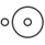 A black and white drawing of a circle with two circles inside of it.