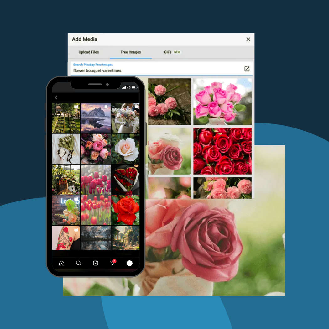 A cell phone with a bunch of pictures of flowers on it