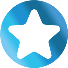 A white star in a blue circle on a white background