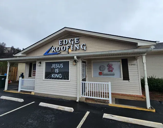 Exterior view of the Edge Roofing office in Dahlonega, GA, showing the local headquarters where roofing services, scheduling, and customer support are managed for North and South Georgia communities.