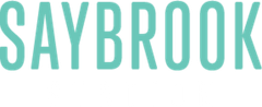 The word saybrook is written in blue letters on a white background.
