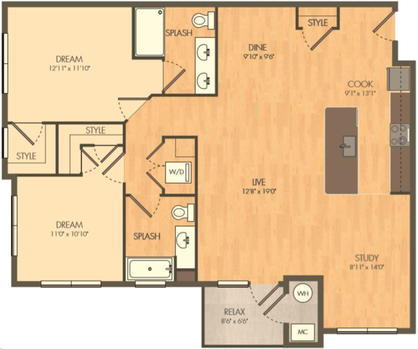 A floor plan of a house with the word dream on it