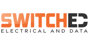 The logo for switch electrical and data is orange and black