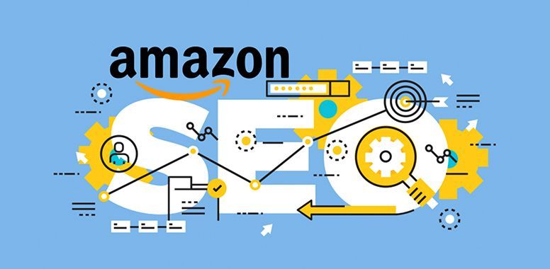An illustration of amazon seo on a blue background