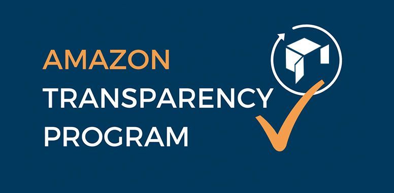 An amazon transparency program logo with a check mark