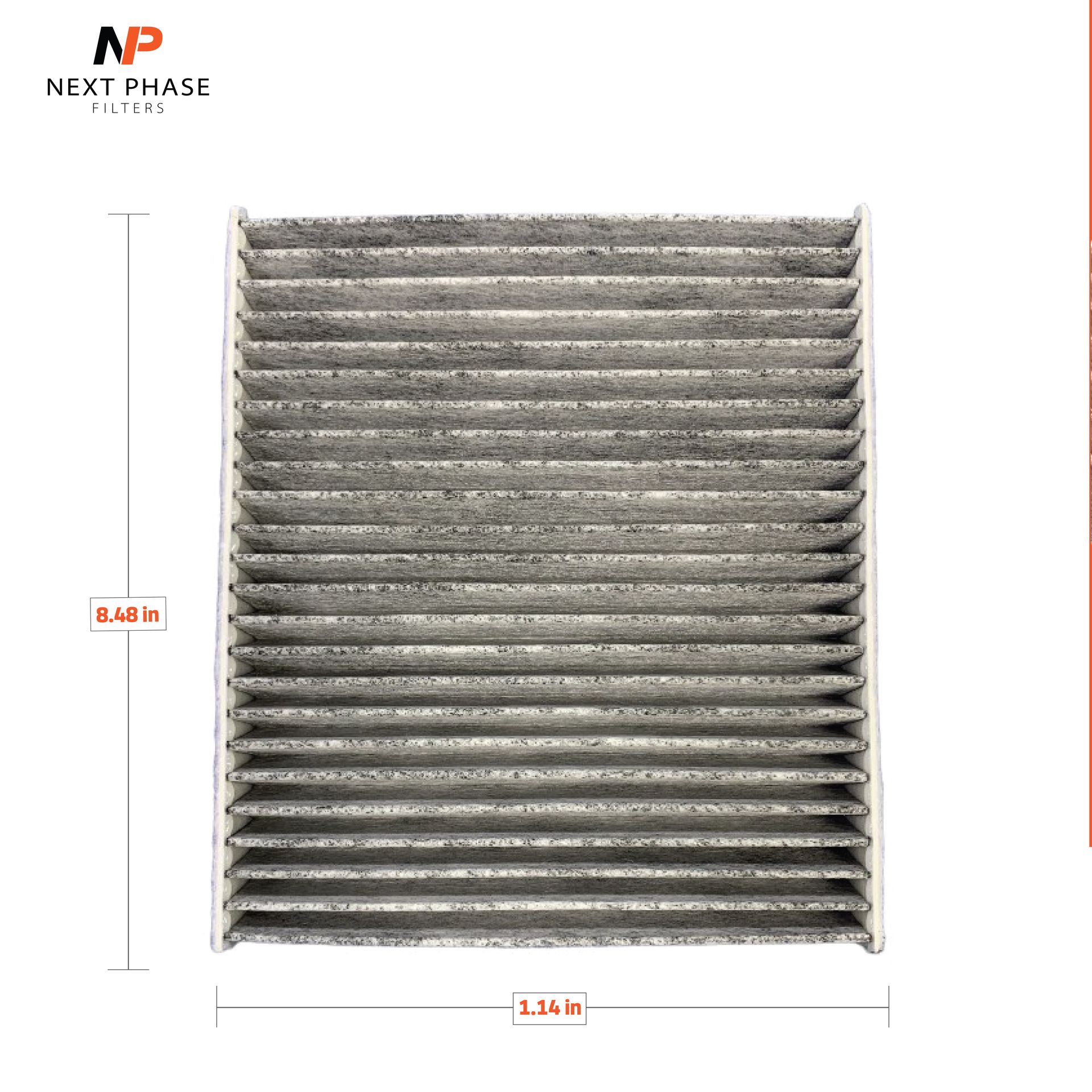 A picture of a air filter with measurements on it.