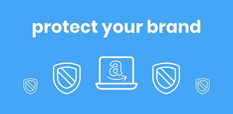 A blue background with white icons and the words `` protect your brand ''.