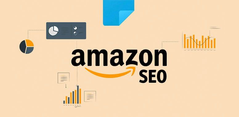 Amazon SEO graphic with charts and graphs.