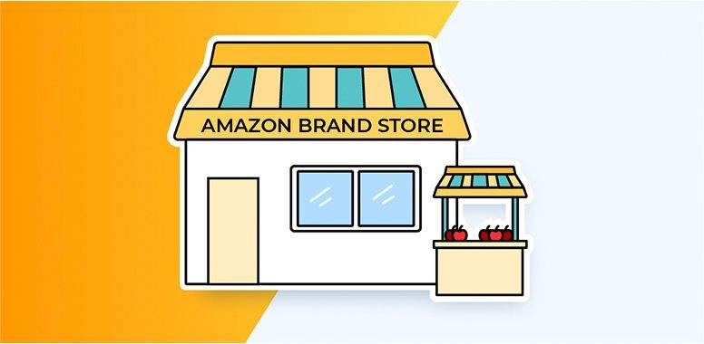 A cartoon illustration of an amazon brand store.