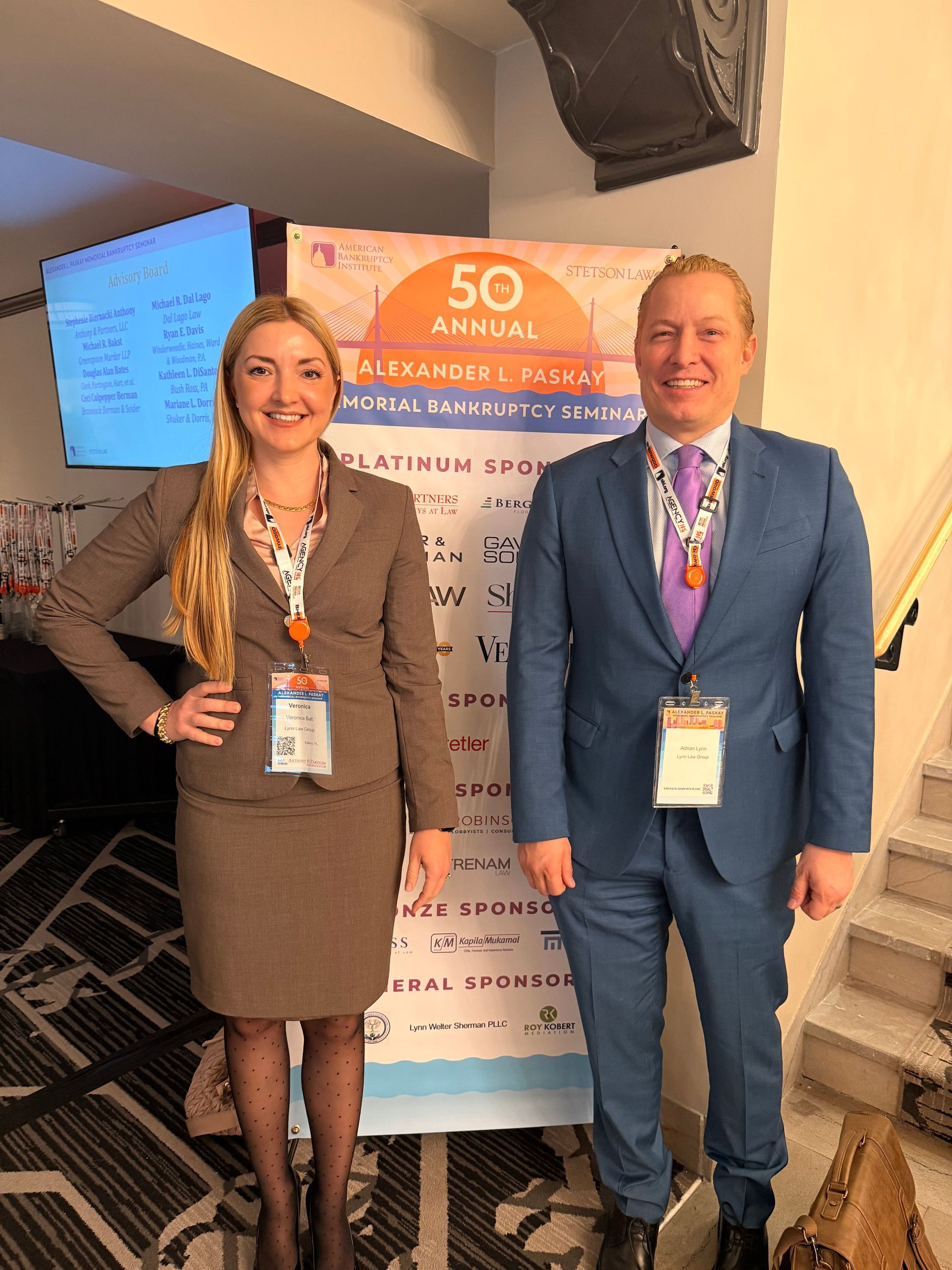 Fort Myers & SWFL  Bankruptcy Lawyers Adrian Lynn and Veronica Batt attending the Annual Paskay Conference in Tampa, Florida 